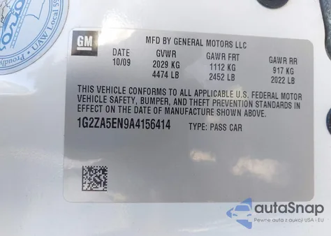 2010 Pontiac G6 из США, поврежденный, VIN 1G2ZA5EN9A4156414